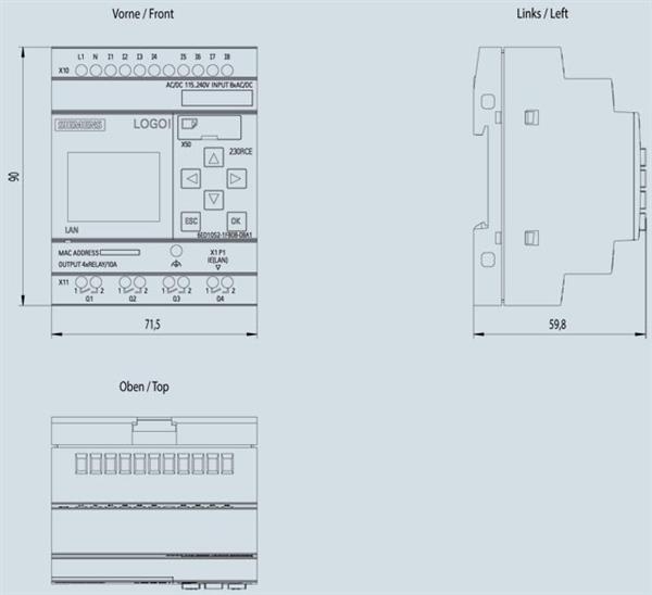 MODULO  CONTROLADOR LOGO 230RCE 8 DI 4 DO COM TELA 70001 6ED10521FB080BA2 